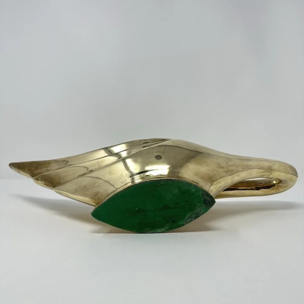 Vintage Solid Brass Swan Planter 18